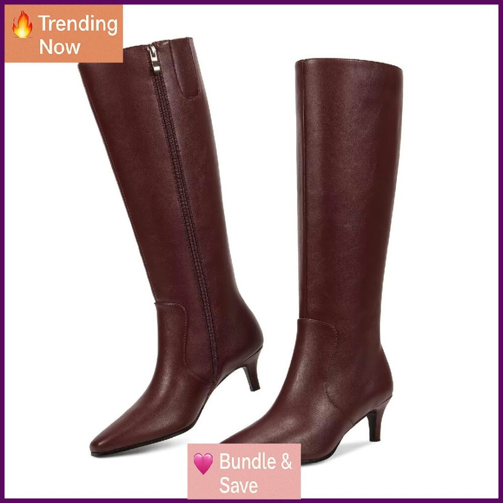 Snakeskin Booties Slip On Chunky Block Mid Heels … - image 1